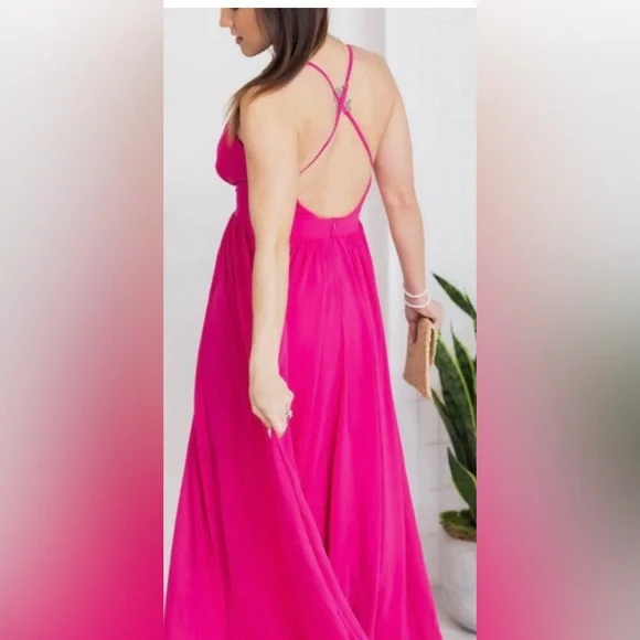 Pink Lily It All Begins With Love Magenta Maxi Dress - Picture 2 of 6